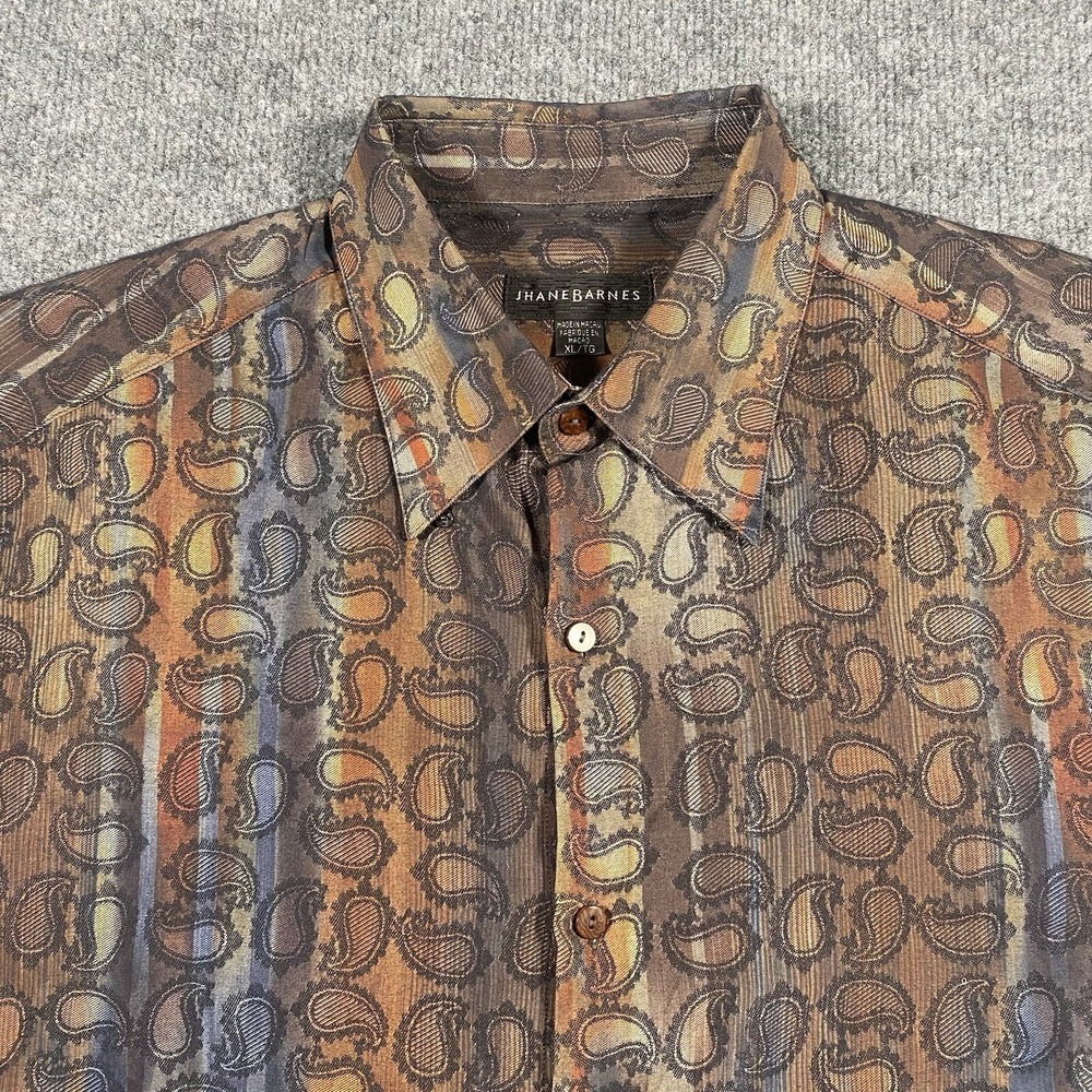 Jhane Barnes Mens XL Paisley All Over Print Long Sleeve Button Shirt *DAMAGED*
